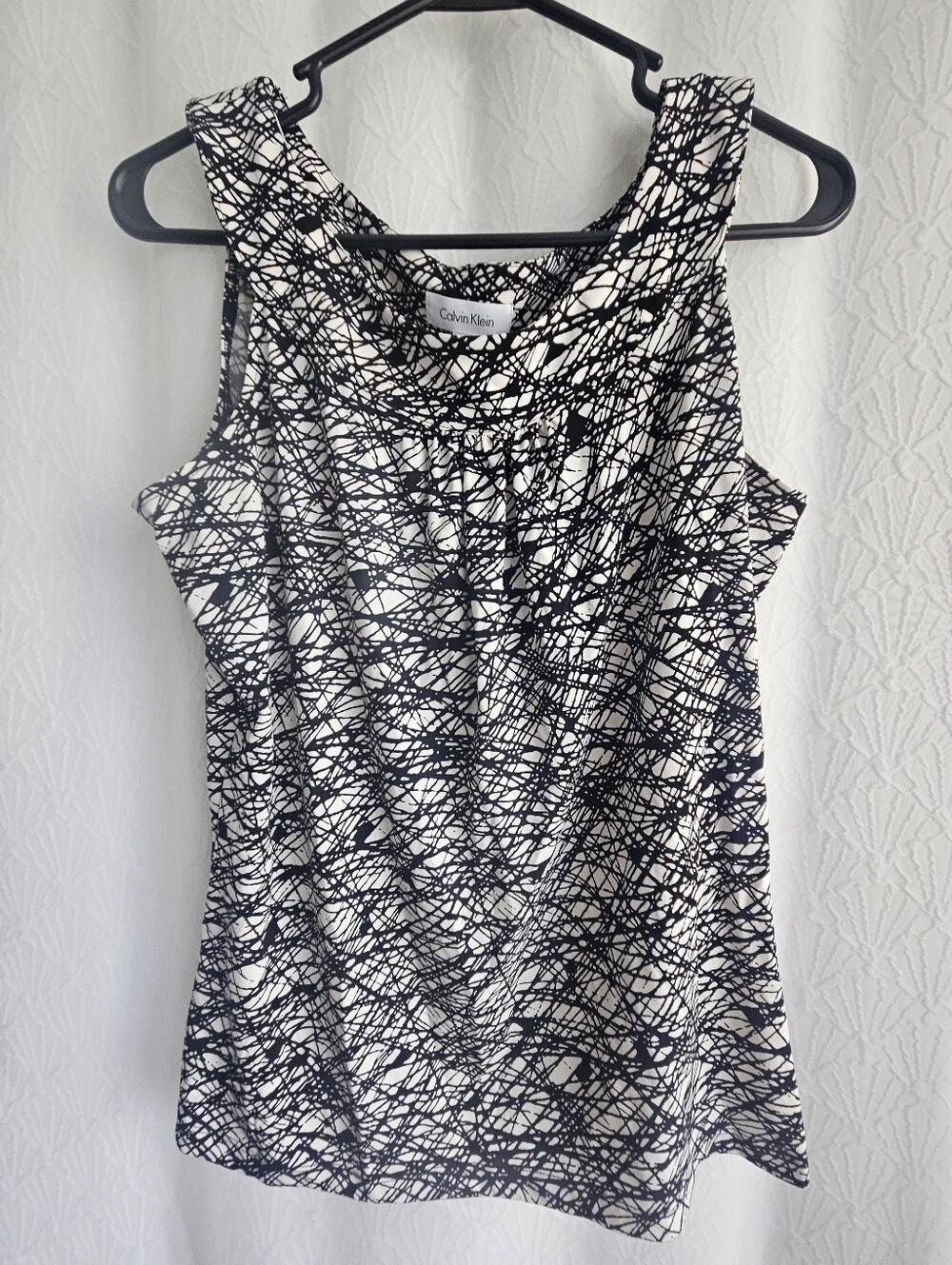 Calvin Klein Black & White Abstract Print Tank Top Large